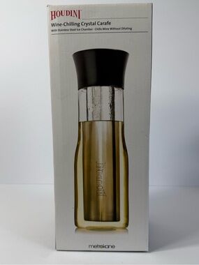 NIB Houdini Wine-Chilling Crystal Carafe | Stainless Ice Chamber Barware